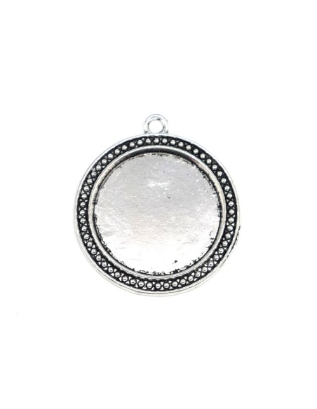 Support pour cabochon rond de 30mm en métal argenté