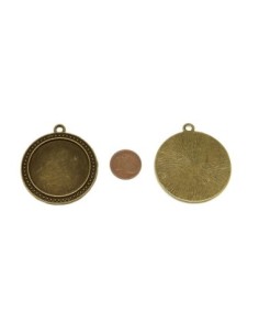 Grand pendentif bronze pour cabochon rond de 30mm en métal 2