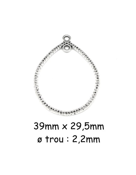 Pendentif créoles connecteurs goutte, larme en métal argenté pour boucle d'oreille, pendentif
