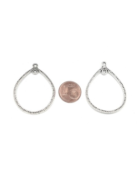 Connecteur goutte, larme en métal argenté pour boucle d'oreille, pendentif