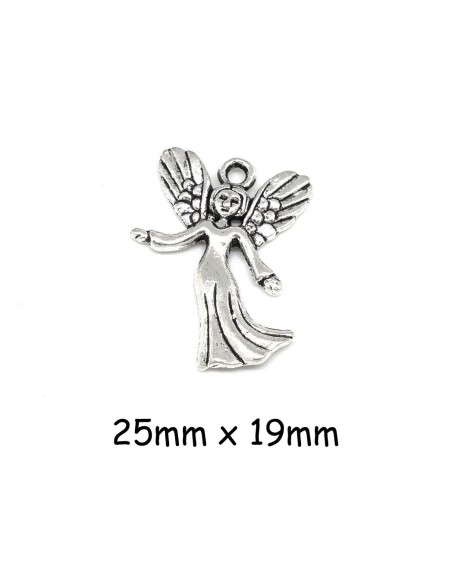 Breloque fée en métal argenté 25mm