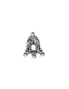 Perle support losange, pour boucle d'oreille en métal argenté travaillé style ethnique 2