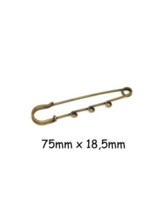 Epingle à nourrice à décorer 3 trous en métal de couleur bronze