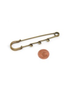 Epingle à nourrice à décorer 3 trous en métal de couleur bronze 2