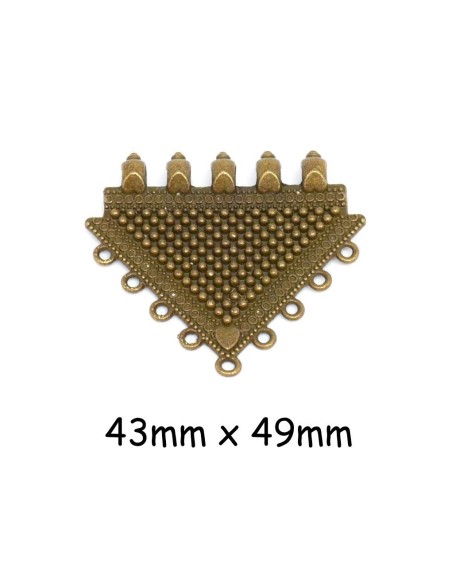 Pendentif connecteur triangle style ethnique en métal de couleur bronze travaillé