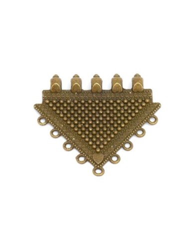 Pendentif connecteur triangle style ethnique bronze en métal travaillé