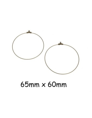 Support boucle d'oreille créole en métal de couleur bronze 60mm