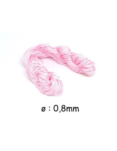 Cordon nylon tressé rose pâle 0,8mm pour tressage bracelet wrap, shamballa