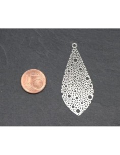 Pendentif losange en filigrane très fine, légère et très stylisé en métal argenté 2