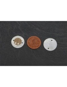 Perle connecteur sequin nacre avec arbre de vie doré filigrane 15mm 2