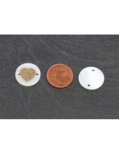 Connecteur sequin nacre avec coeur filigrane doré 15mm pour création de bracelet d'amitié 2