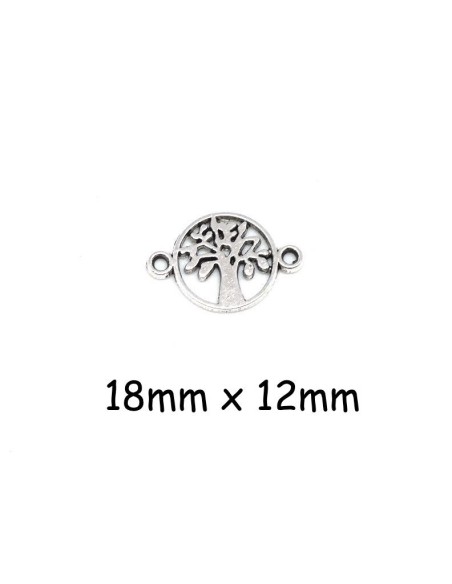 Perle connecteur arbre de vie en métal argenté - porte bonheur