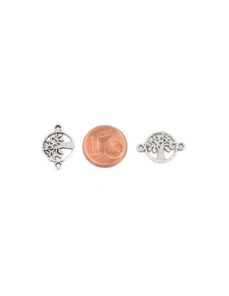 Connecteurs arbre de vie argenté en métal - porte bonheur