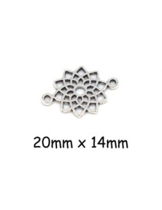 Perle connecteur argenté rosace étoile en métal travaillé