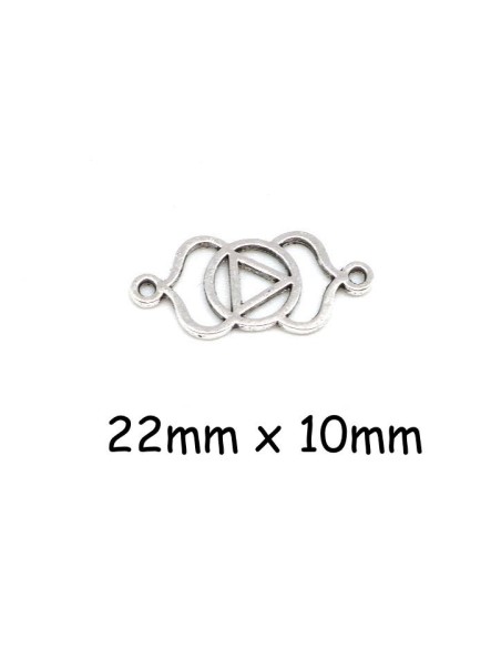 Perle connecteur triangle enlacé en métal argenté