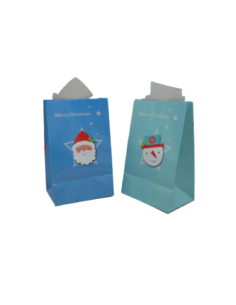 Pochette cadeau Noël motif Père Noël et bonhomme de neige en papier glacé 16cm x 10cm 2