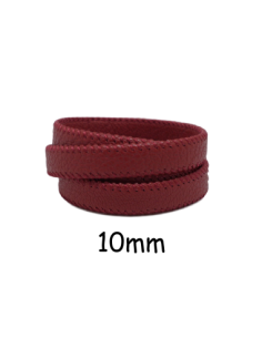 Lanière simili cuir rouge grenat avec couture 10mm - cuir synthétique