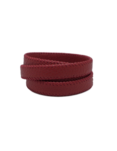 Lacet simili cuir rouge grenat avec couture 10mm - cuir synthétique