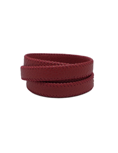 Lacet simili cuir rouge grenat avec couture 10mm - cuir synthétique