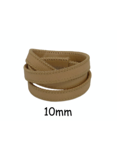 Lanière simili cuir beige, marron clair avec couture 10mm - cuir synthétique