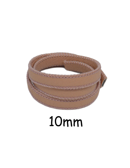 Lanière simili cuir rose pâle avec couture 10mm - cuir synthétique