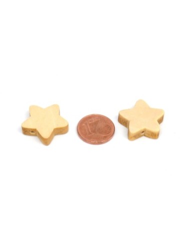 Perle en bois forme étoile naturel 19mm pour scrapbooking, création bijoux, guirlande