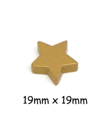 Perle étoile en bois bronze doré 19mm pour scrapbooking, création bijoux, guirlande