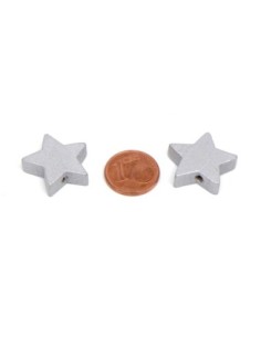 Perle étoile en bois argenté 19mm pour scrapbooking, création bijoux, guirlande 2