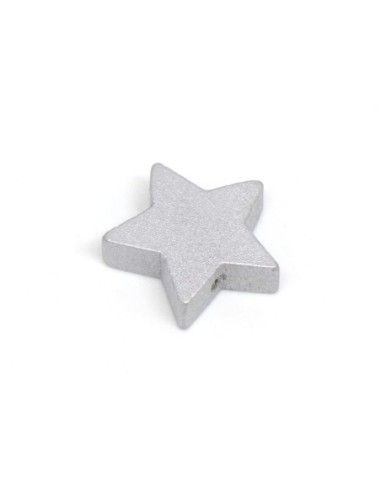 Perle étoile en bois couleur argenté 19mm pour scrapbooking, création bijoux, guirlande