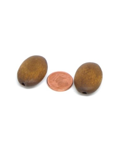 Perle olive en bois marron foncé mat