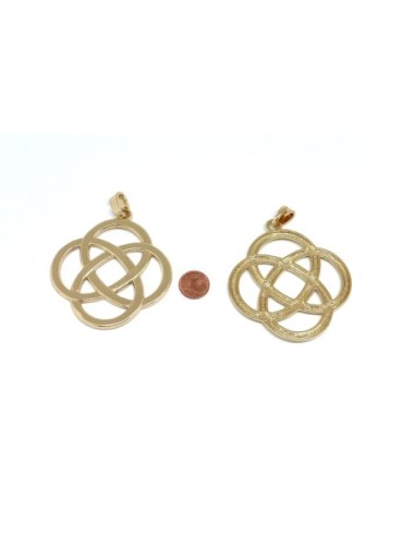 Pendentif noeud celtique en métal doré 7cm