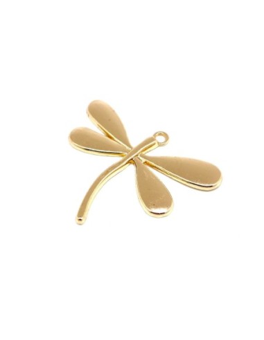 Grand pendentif libellule doré en métal