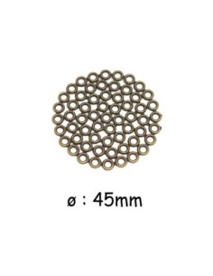 Perle rosace en métal ajouré de couleur bronze 45mm