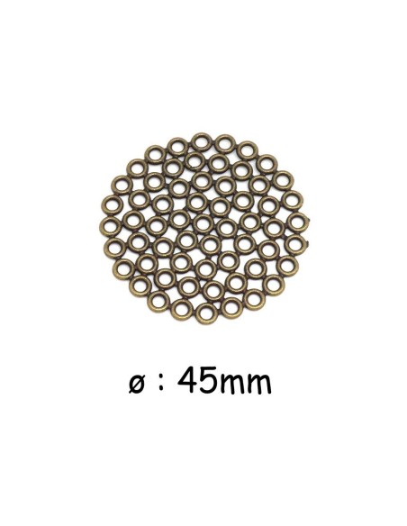Perle rosace en métal ajouré de couleur bronze 45mm