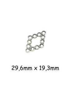Connecteur losange argenté en métal ajouré