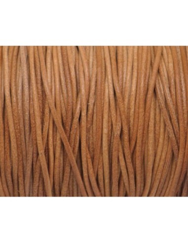 Cuir rond marron naturel, camel rustique 2mm