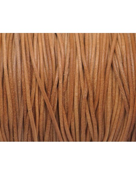 Cuir rond marron naturel, camel rustique 2mm