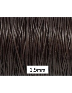Cordon cuir marron foncé effet métallisé 1,5mm