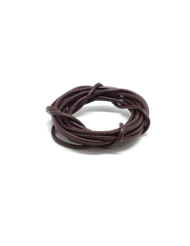 Cuir rond 2,5mm marron chocolat, marron foncé