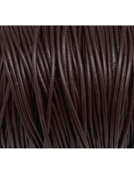 Lacet cuir rond 2,5mm marron chocolat, marron foncé