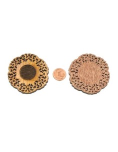 Pendentif Estampe rosace en bois ajouré pour cabochon de 20mm 2