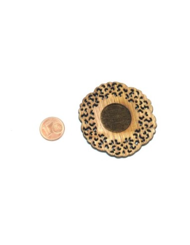 Estampe rosace en bois ajouré pour cabochon de 20mm