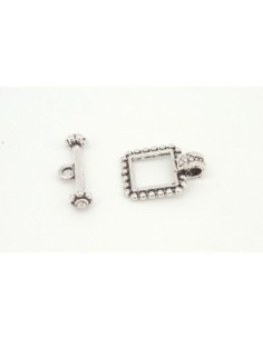 R-Fermoir carré en T, motif gravé en métal argenté 2