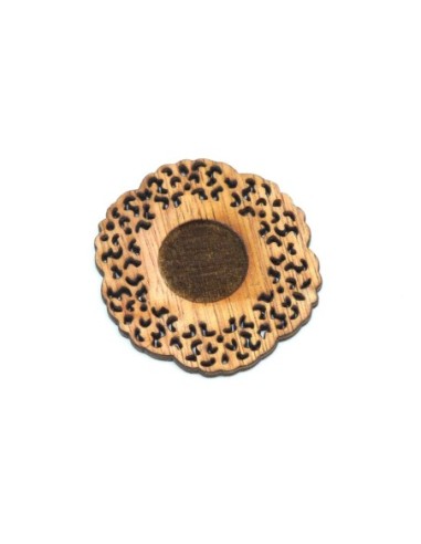 Support cabochon rosace en bois ajouré pour cabochon de 20mm