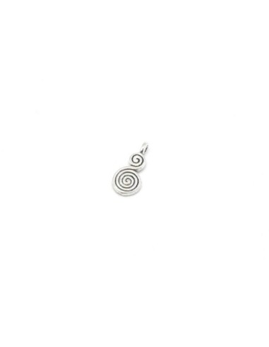 15 Breloques pendentifs spirale, réglisse en métal argenté 18mm x 8mm