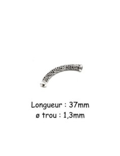 Perle tube incurvé en métal argenté style ethnique bohème