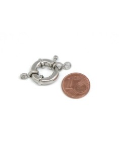 Fermoir bouée en métal argenté 17mm style mousqueton rond 2