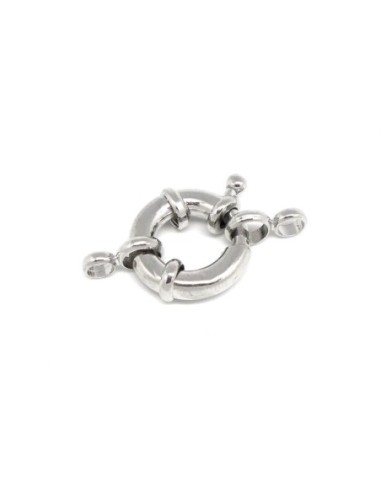 Fermoir bouée en métal argenté 17mm style mousqueton rond, fermoir matelot