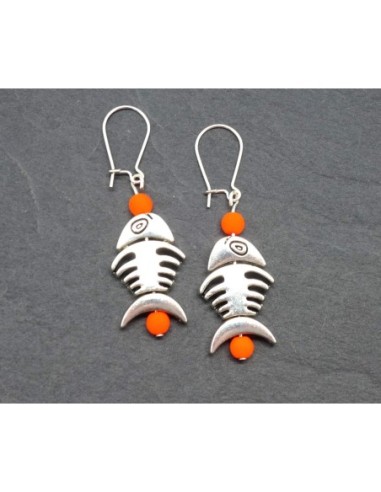 Exemple de création de boucles d'oreilles avec perles poisson argenté