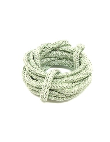 Cordon tressé 7mm x 3mm vert pâle en polyester pour anse de sac, couture, collier